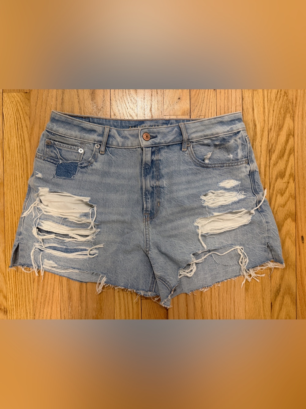 American Eagle Outfitters Light Blue Distressed Denim Cutoff Shorts